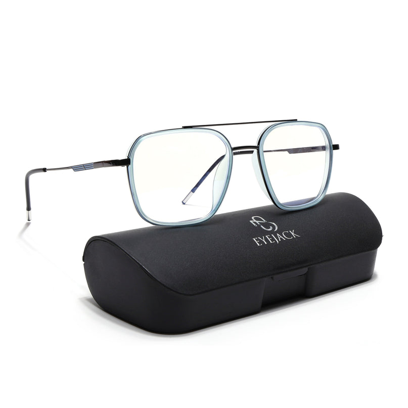 Eyejack Sky Blue & Grey Wayfarer Eyeglasses for Men & Women (2504FCL1570-C4)