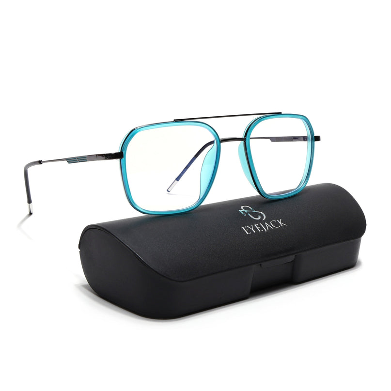 Eyejack Sea Green & Grey Wayfarer Eyeglasses for Men & Women (2504FCL1571-C5)