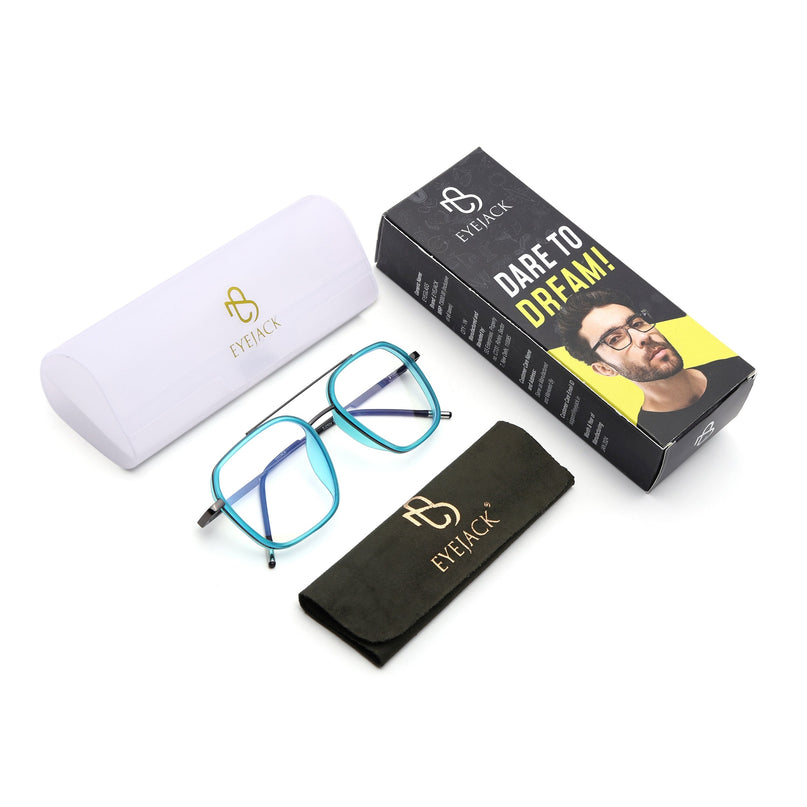 Eyejack Sea Green & Grey Wayfarer Eyeglasses for Men & Women (2504FCL1571-C5)