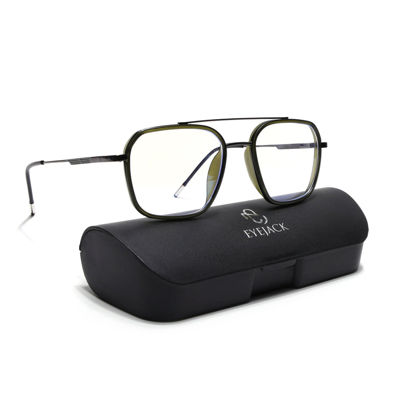 Eyejack Green & Grey Wayfarer Eyeglasses for Men & Women (2504FCL1572-C6)