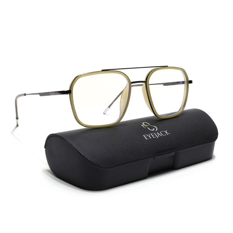 Eyejack Light Green & Grey Wayfarer Eyeglasses for Men & Women (2504FCL1573-C7)