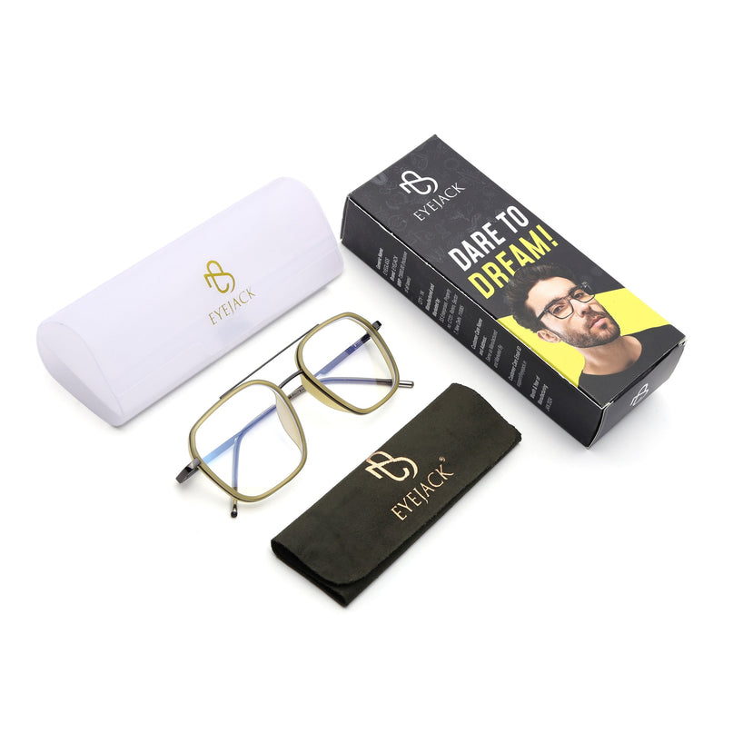Eyejack Light Green & Grey Wayfarer Eyeglasses for Men & Women (2504FCL1573-C7)