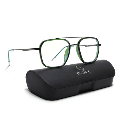 Eyejack Olive & Grey Wayfarer Eyeglasses for Men & Women (2504FCL1574-C8)