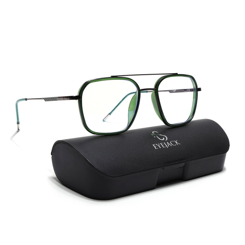 Eyejack Olive & Grey Wayfarer Eyeglasses for Men & Women (2504FCL1574-C8)
