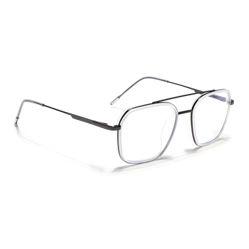 Eyejack Transparent & Grey Wayfarer Eyeglasses for Men & Women (2504FCL1575-C9)