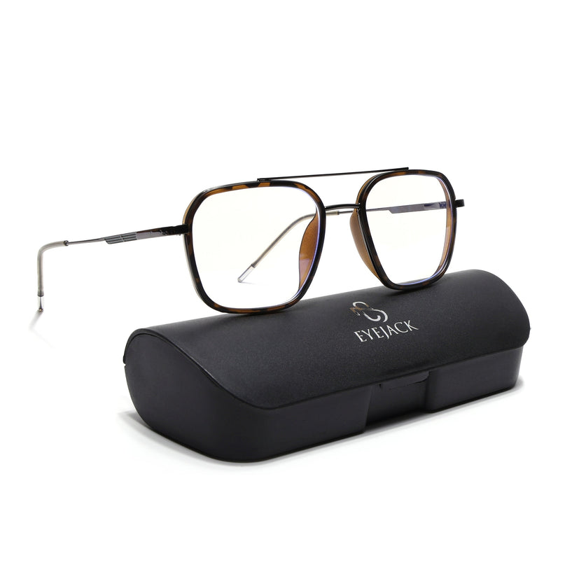 Eyejack Demi Brown & Grey Wayfarer Eyeglasses for Men & Women (2504FCL1576-C10)