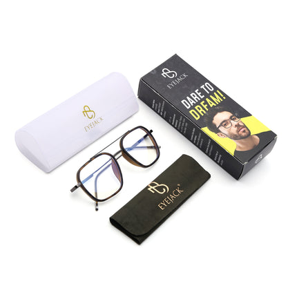 Eyejack Demi Brown & Grey Wayfarer Eyeglasses for Men & Women (2504FCL1576-C10)
