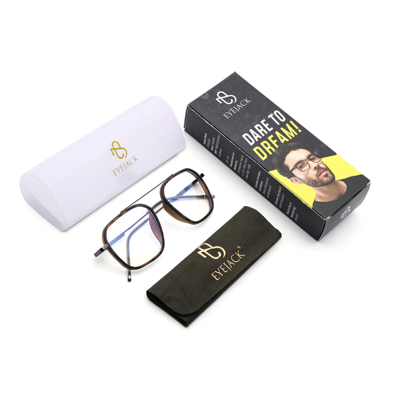 Eyejack Demi Brown & Grey Wayfarer Eyeglasses for Men & Women (2504FCL1576-C10)