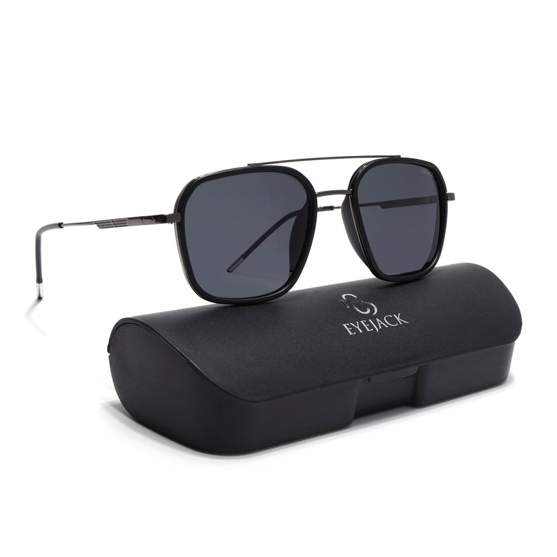 Eyejack Black & Grey Wayfarer Polarized Sunglasses for Men & Women (2504PCL1489)