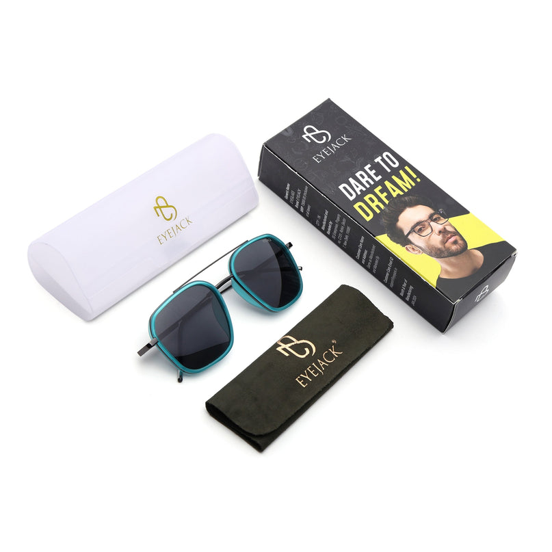Eyejack Sea Green & Grey Wayfarer Polarized Sunglasses for Men & Women (2504PCL1493)
