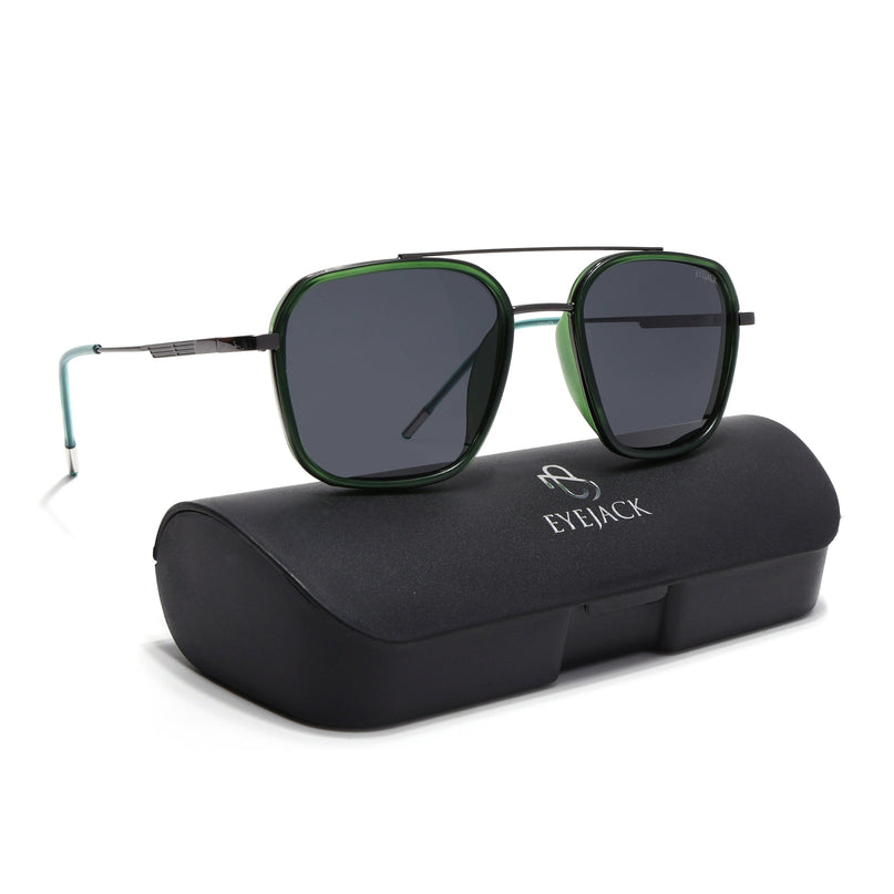 Eyejack Green & Grey Wayfarer Polarized Sunglasses for Men & Women (2504PCL1494)