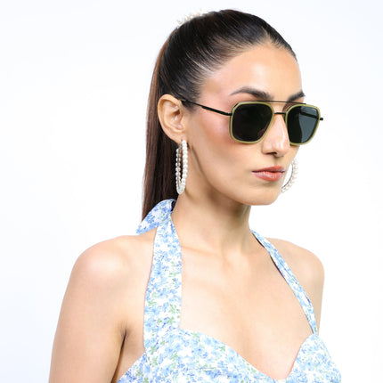 Eyejack Light Green & Grey Wayfarer Polarized Sunglasses for Men & Women (2504PCL1495)