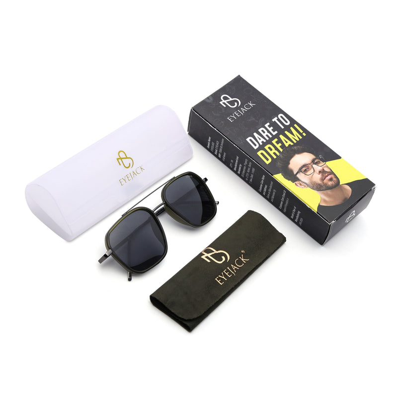 Eyejack Olive & Grey Wayfarer Polarized Sunglasses for Men & Women (2504PCL1496)