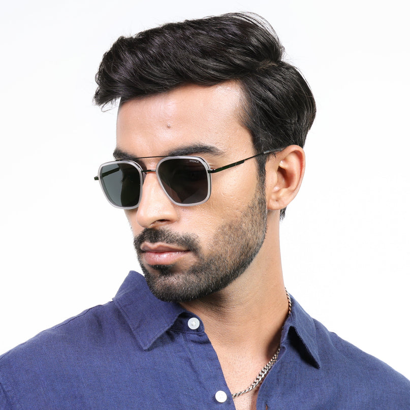 Eyejack Transparent & Grey Wayfarer Polarized Sunglasses for Men & Women (2504PCL1497)