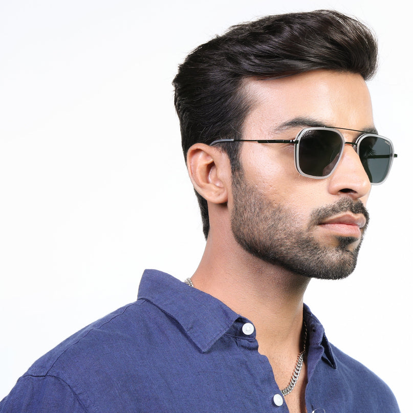 Eyejack Transparent & Grey Wayfarer Polarized Sunglasses for Men & Women (2504PCL1497)