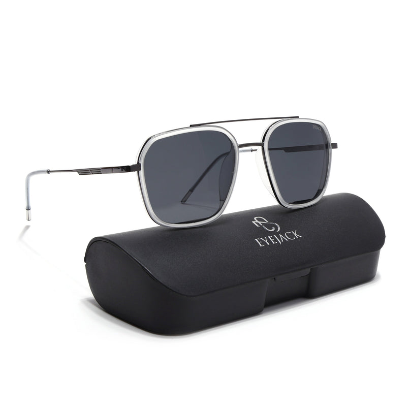 Eyejack Transparent & Grey Wayfarer Polarized Sunglasses for Men & Women (2504PCL1497)