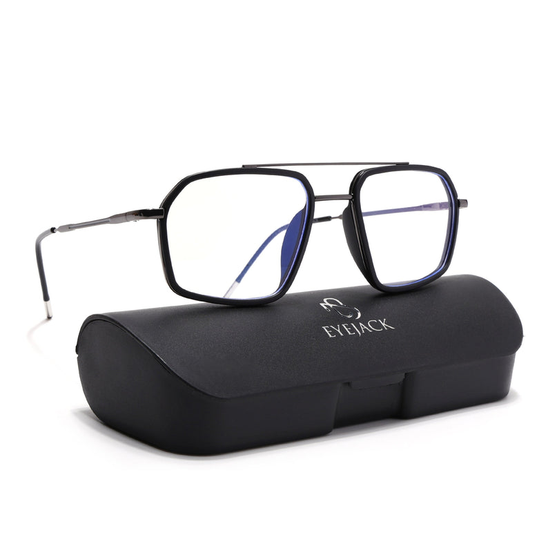 Eyejack Black & Grey Wayfarer Eyeglasses for Men & Women (2505FCL1577-C1)
