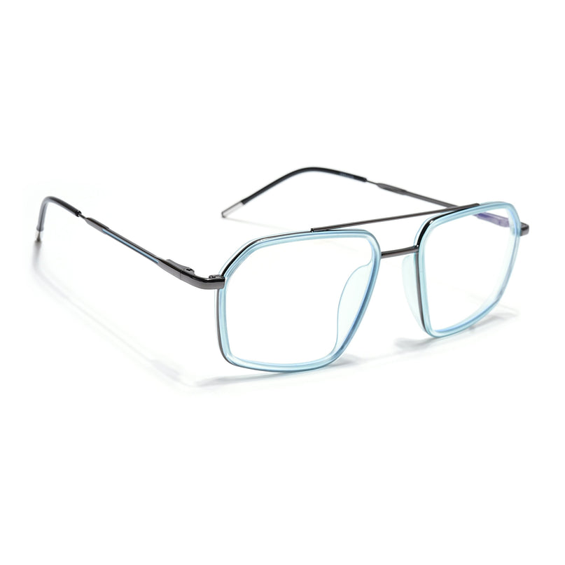 Eyejack Sky Blue & Grey Wayfarer Eyeglasses for Men & Women (2505FCL1580-C4)