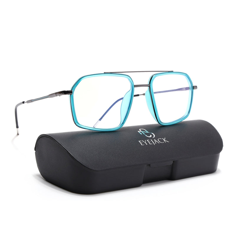 Eyejack Sea Green & Grey Wayfarer Eyeglasses for Men & Women (2505FCL1581-C5)