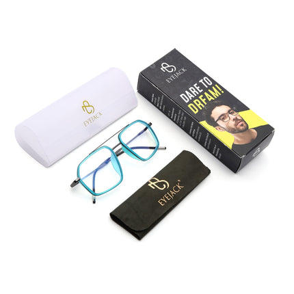 Eyejack Sea Green & Grey Wayfarer Eyeglasses for Men & Women (2505FCL1581-C5)