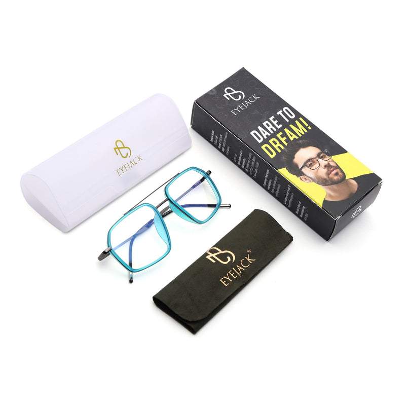 Eyejack Sea Green & Grey Wayfarer Eyeglasses for Men & Women (2505FCL1581-C5)
