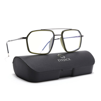 Eyejack Green & Grey Wayfarer Eyeglasses for Men & Women (2505FCL1582-C6)