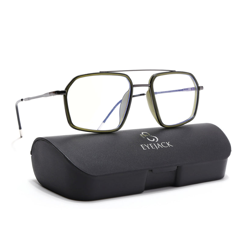 Eyejack Green & Grey Wayfarer Eyeglasses for Men & Women (2505FCL1582-C6)