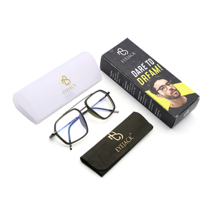 Eyejack Green & Grey Wayfarer Eyeglasses for Men & Women (2505FCL1582-C6)