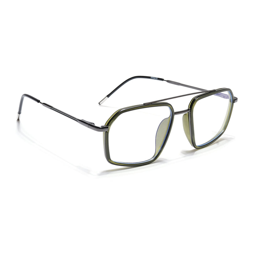Eyejack Green & Grey Wayfarer Eyeglasses for Men & Women (2505FCL1582-C6)