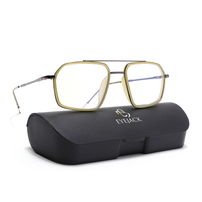 Eyejack Light Green & Grey Wayfarer Eyeglasses for Men & Women (2505FCL1583-C7)