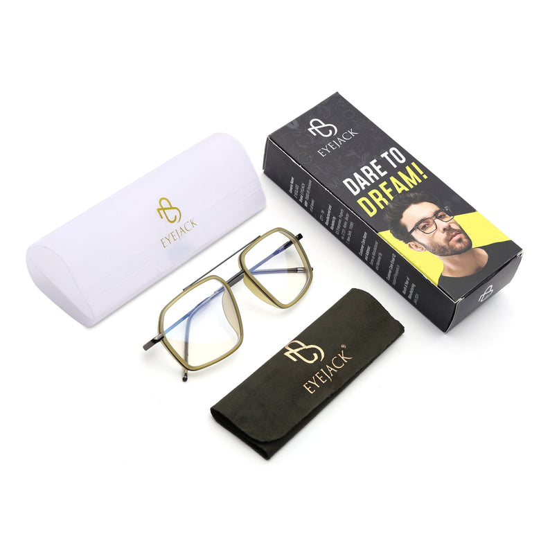 Eyejack Light Green & Grey Wayfarer Eyeglasses for Men & Women (2505FCL1583-C7)