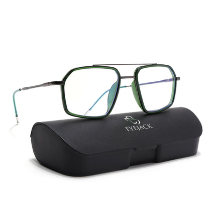Eyejack Olive & Grey Wayfarer Eyeglasses for Men & Women (2505FCL1584-C8)
