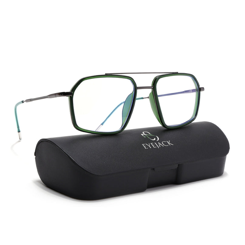 Eyejack Olive & Grey Wayfarer Eyeglasses for Men & Women (2505FCL1584-C8)
