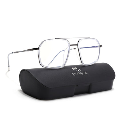 Eyejack Transparent & Grey Wayfarer Eyeglasses for Men & Women (2505FCL1585-C9)