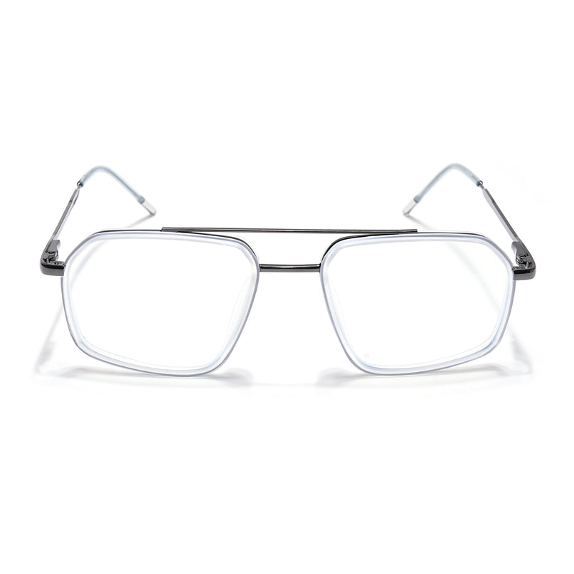 Eyejack Transparent & Grey Wayfarer Eyeglasses for Men & Women (2505FCL1585-C9)
