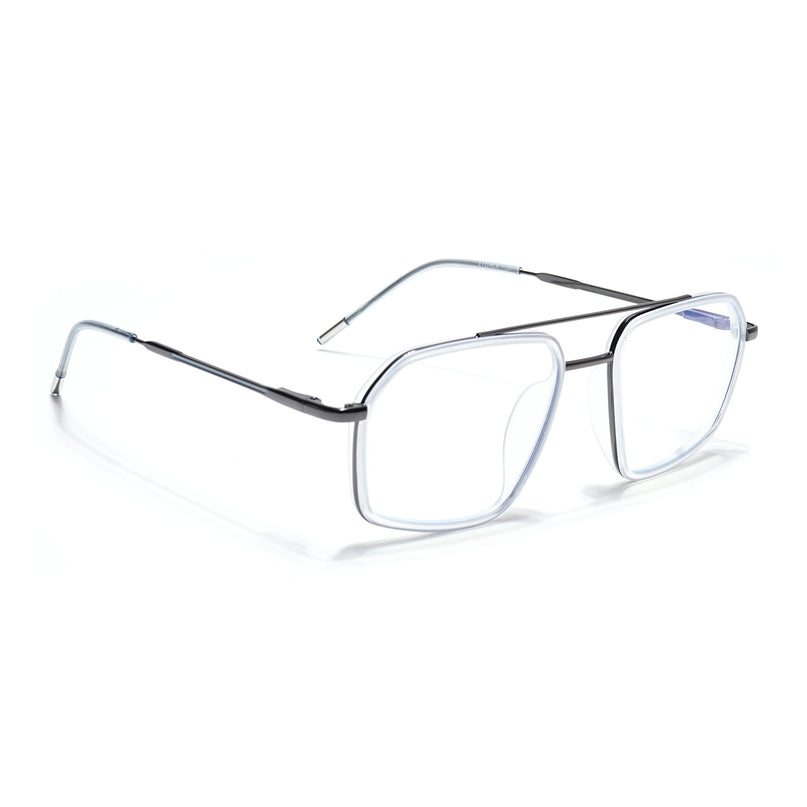 Eyejack Transparent & Grey Wayfarer Eyeglasses for Men & Women (2505FCL1585-C9)