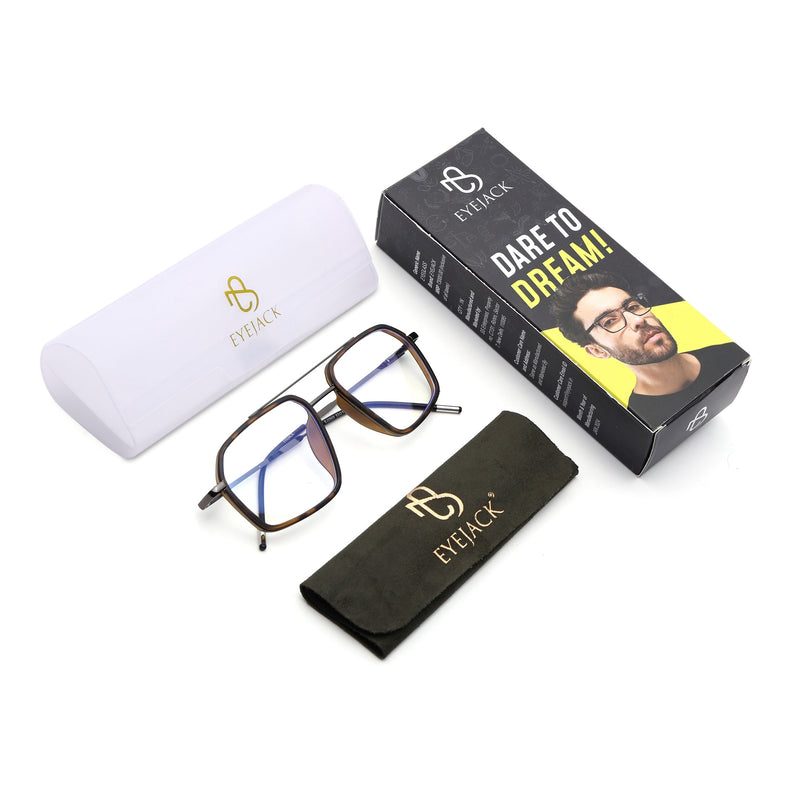 Eyejack Demi Brown & Grey Wayfarer Eyeglasses for Men & Women (2505FCL1586-C10)