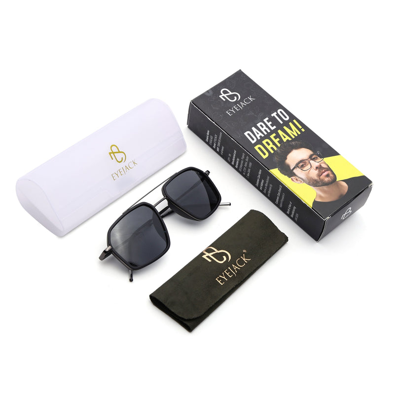 Eyejack Black & Grey Wayfarer Polarized Sunglasses for Men & Women (2505PCL1499)