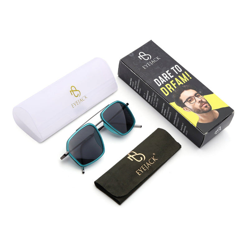 Eyejack Sea Green & Grey Wayfarer Polarized Sunglasses for Men & Women (2505PCL1503)