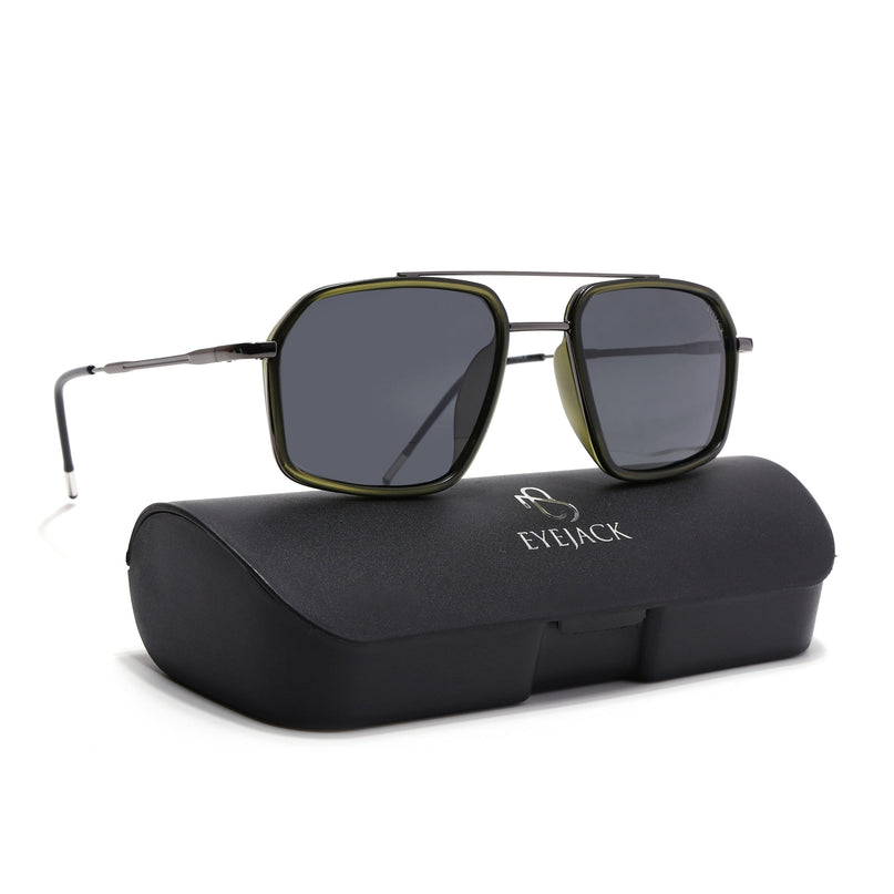 Eyejack Olive & Grey Wayfarer Polarized Sunglasses for Men & Women (2505PCL1506)