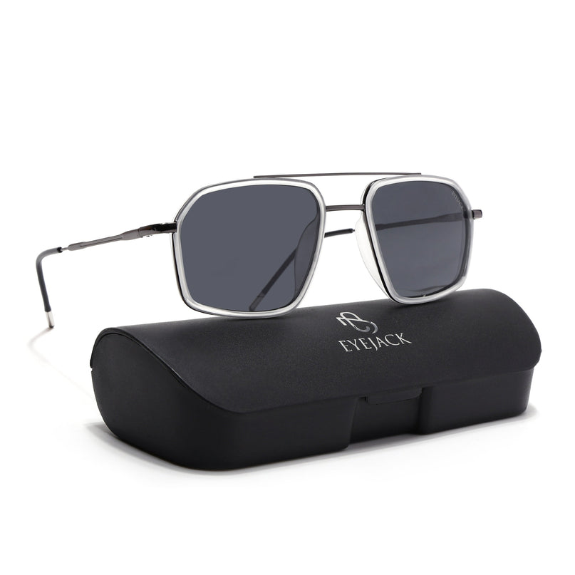 Eyejack Transparent & Grey Wayfarer Polarized Sunglasses for Men & Women (2505PCL1507)