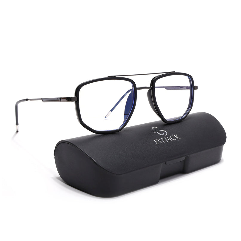 Eyejack Black & Grey Wayfarer Eyeglasses for Men & Women (2506FCL1587-C1)