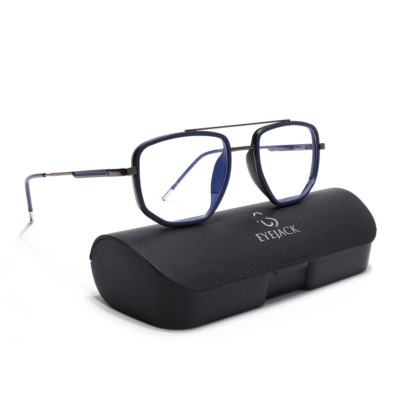 Eyejack Blue & Grey Wayfarer Eyeglasses for Men & Women (2506FCL1588-C2)
