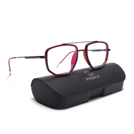 Eyejack Red & Grey Wayfarer Eyeglasses for Men & Women (2506FCL1589-C3)
