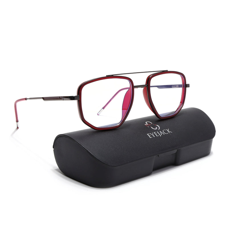 Eyejack Red & Grey Wayfarer Eyeglasses for Men & Women (2506FCL1589-C3)