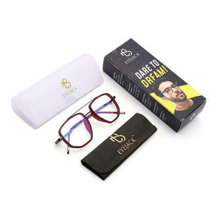 Eyejack Red & Grey Wayfarer Eyeglasses for Men & Women (2506FCL1589-C3)
