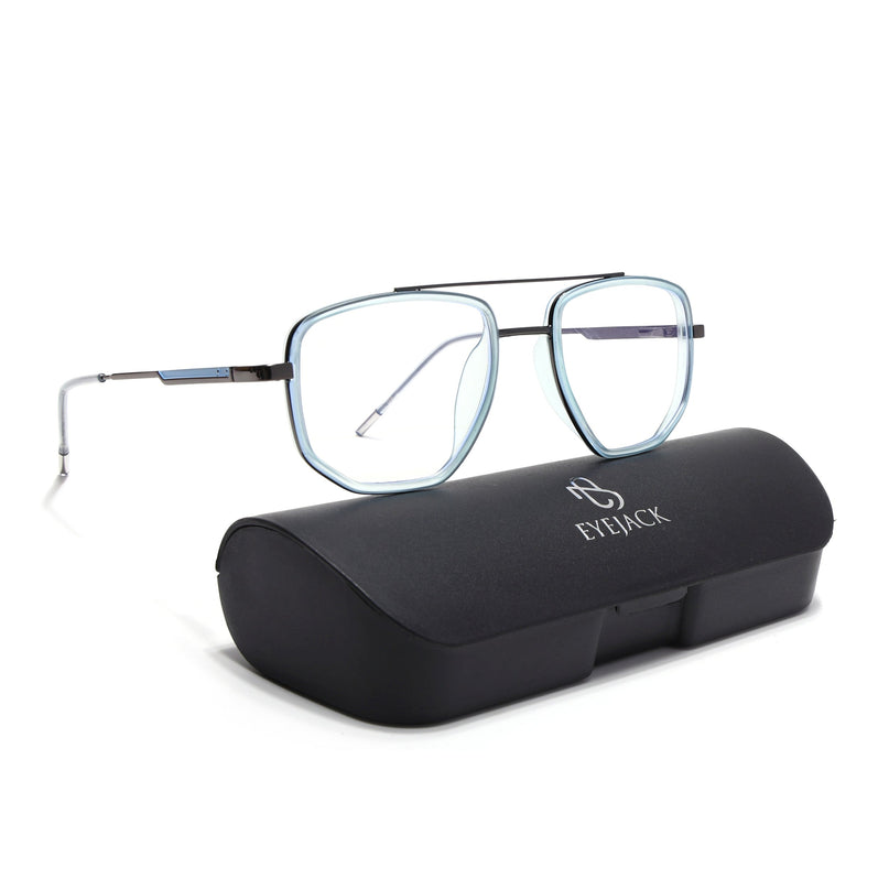 Eyejack Sky Blue & Grey Wayfarer Eyeglasses for Men & Women (2506FCL1590-C4)