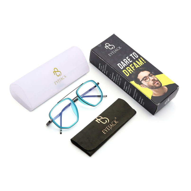 Eyejack Sea Green & Grey Wayfarer Eyeglasses for Men & Women (2506FCL1591-C5)