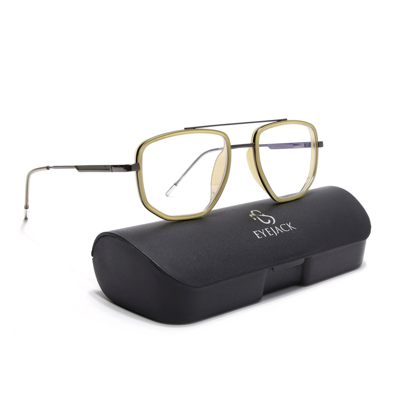 Eyejack Light Green & Grey Wayfarer Eyeglasses for Men & Women (2506FCL1593-C7)