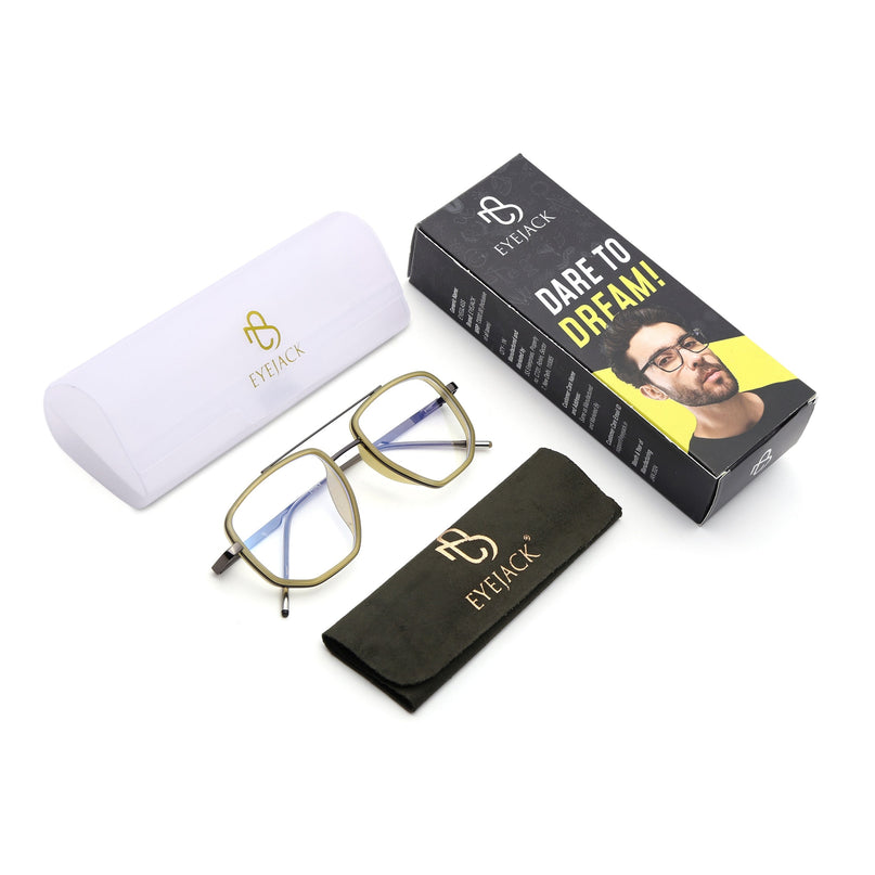 Eyejack Light Green & Grey Wayfarer Eyeglasses for Men & Women (2506FCL1593-C7)